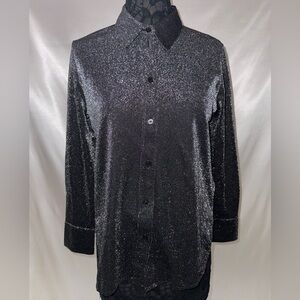 H&M Women's Black Glitter Button Down Shirt